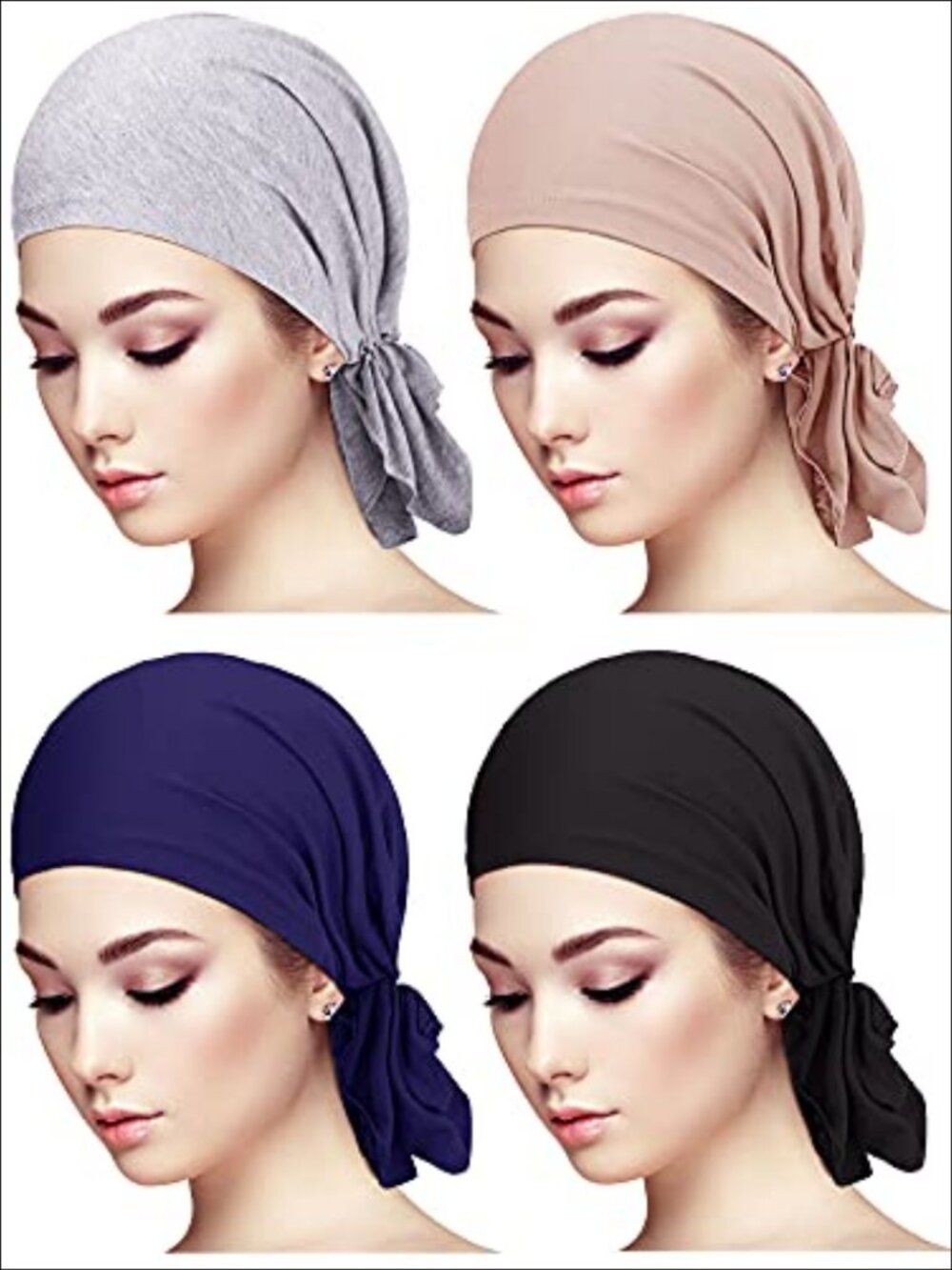 Slip On Pre Tied Head Scarves Modal Cotton Turban Beanie